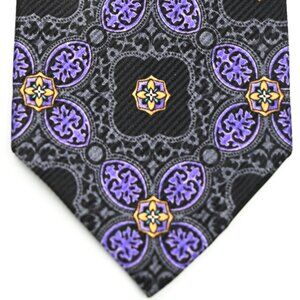 NEW $325 Robert Talbott Gray Black Gold Purple Seven Fold Tie Handmade in USA